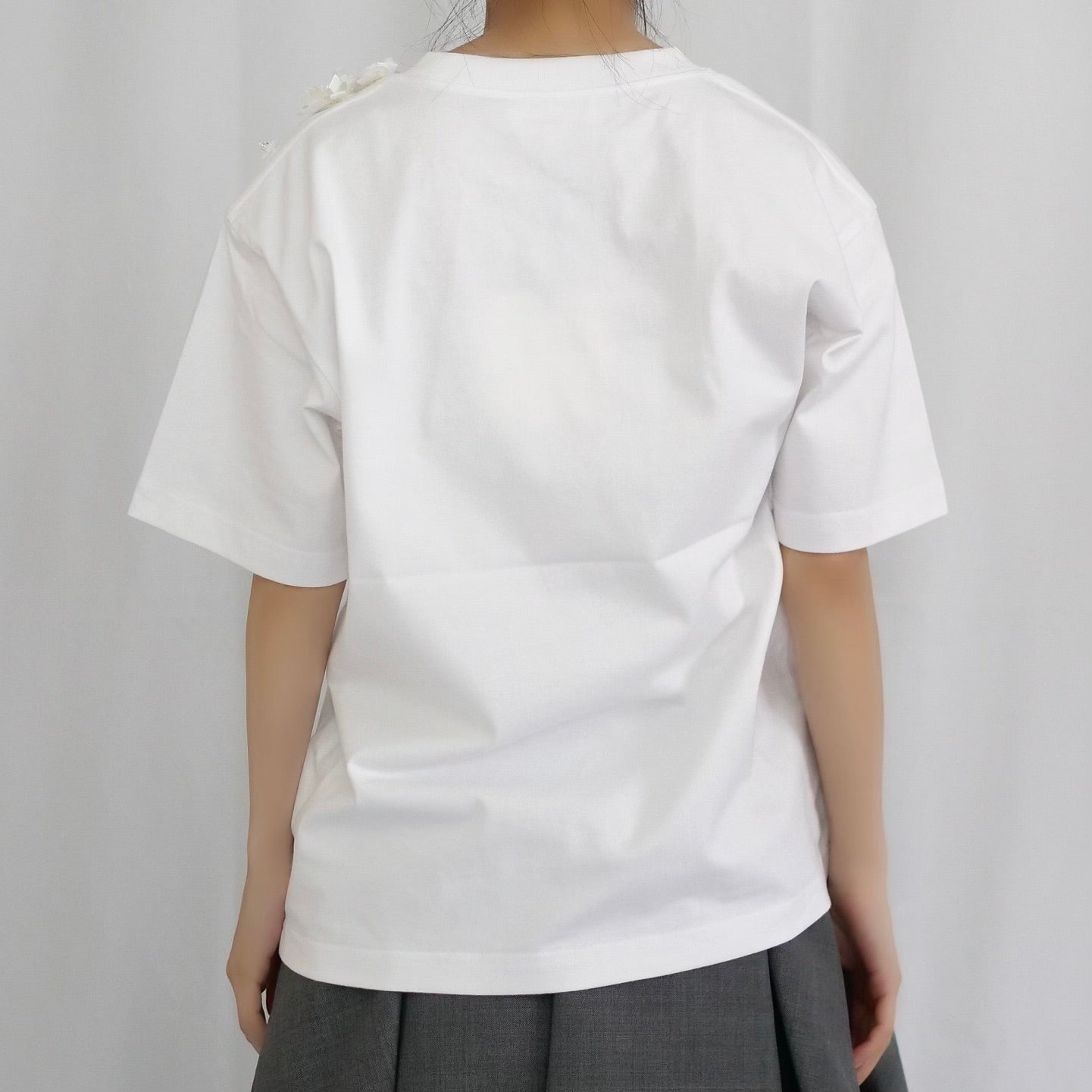 SHUSHU/TONG  Beaded floral T-shirt / white