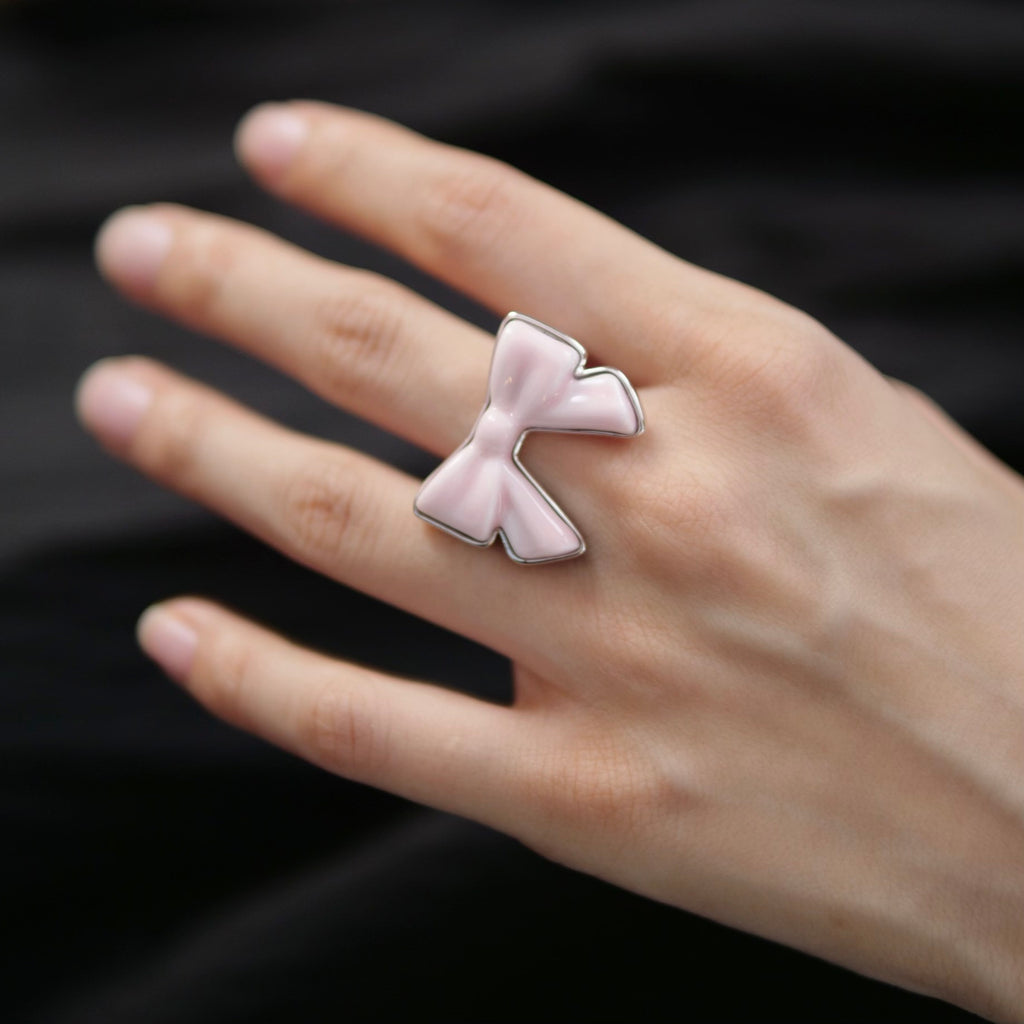 SHUSHU/TONG  Ceramics Bowknot Ring / Pink