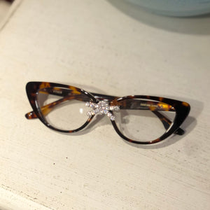 YVMIN×SHUSHU/TONG Gemstone Bowknot Glasses Middle Bow / Brown
