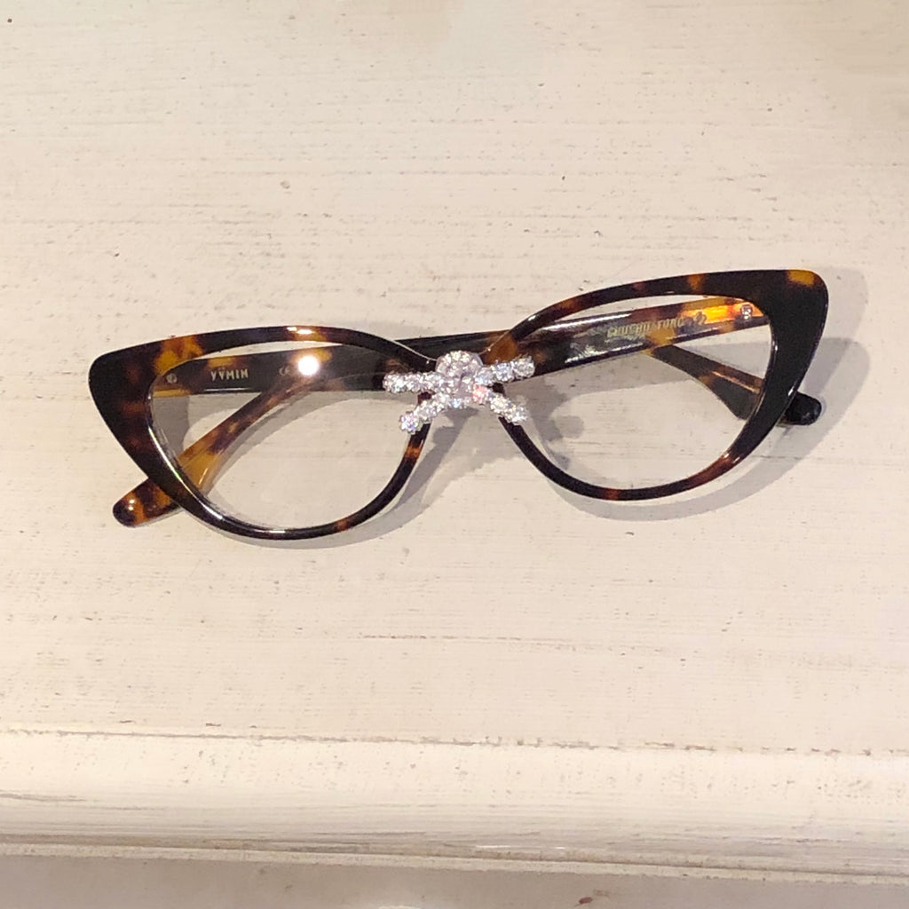 YVMIN×SHUSHU/TONG Gemstone Bowknot Glasses Middle Bow / Brown
