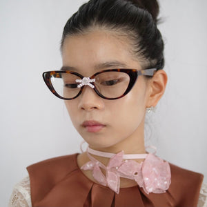 YVMIN×SHUSHU/TONG Gemstone Bowknot Glasses Middle Bow / Brown