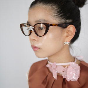 YVMIN×SHUSHU/TONG Gemstone Bowknot Glasses Middle Bow / Brown
