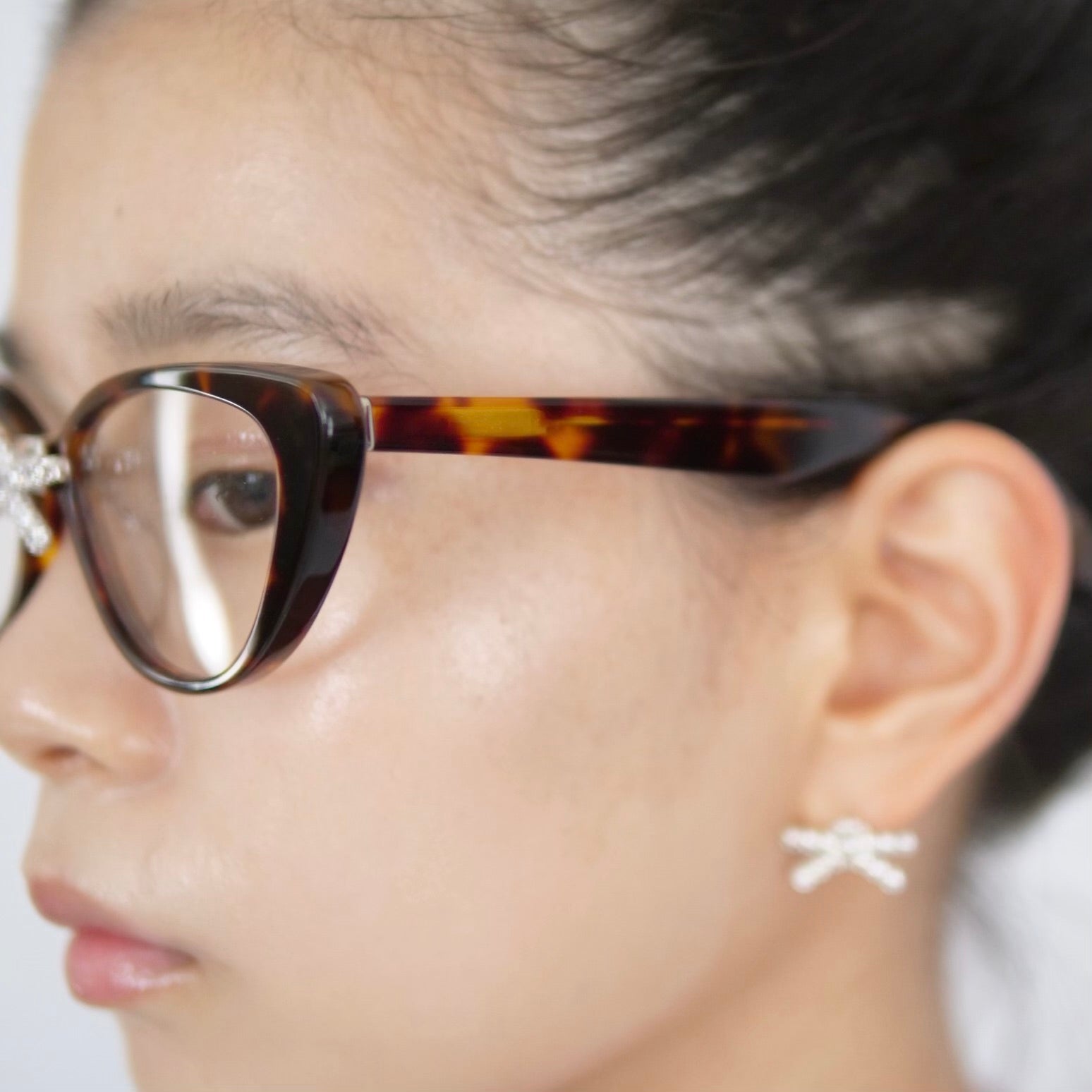 YVMIN×SHUSHU/TONG Gemstone Bowknot Glasses Middle Bow / Brown