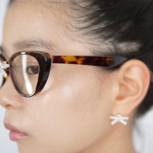 YVMIN×SHUSHU/TONG Gemstone Bowknot Glasses Middle Bow / Brown