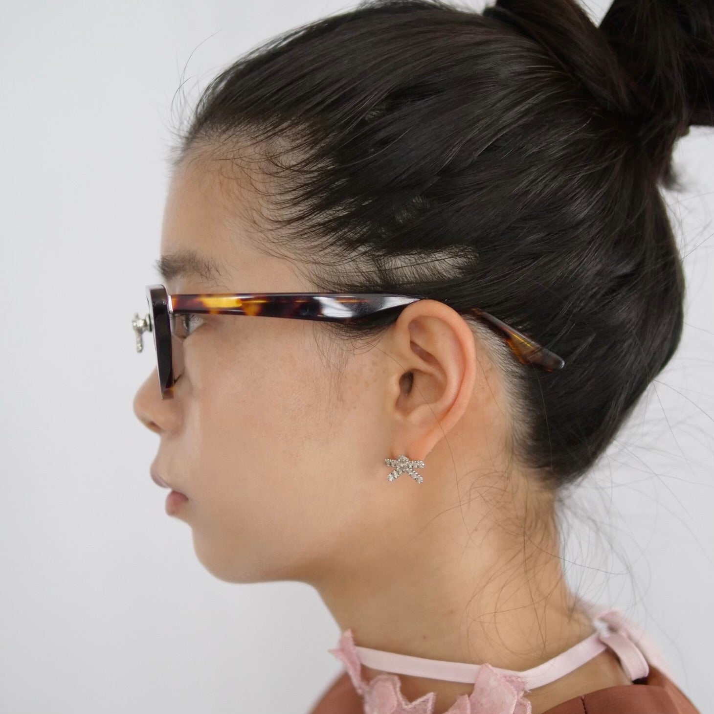 YVMIN×SHUSHU/TONG Gemstone Bowknot Glasses Middle Bow / Brown