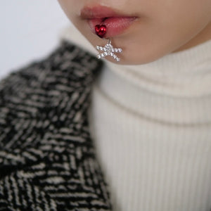 YVMIN×SHUSHU/TONG  Enamel Heart Bow Lip Ring