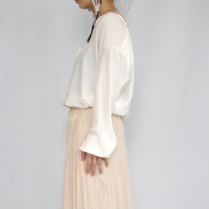 [OLD&VINTAGE] CELINE Scalloped Placket Silk Blouse