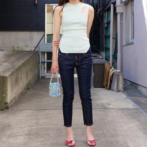 [OLD&VINTAGE] Mame Kurogouchi Hole Knitted Top (PALE GREEN)