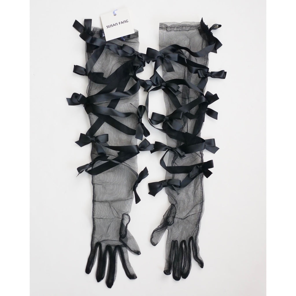 SUSAN FANG　RIBBON BOW GLOVES (BLACK)
