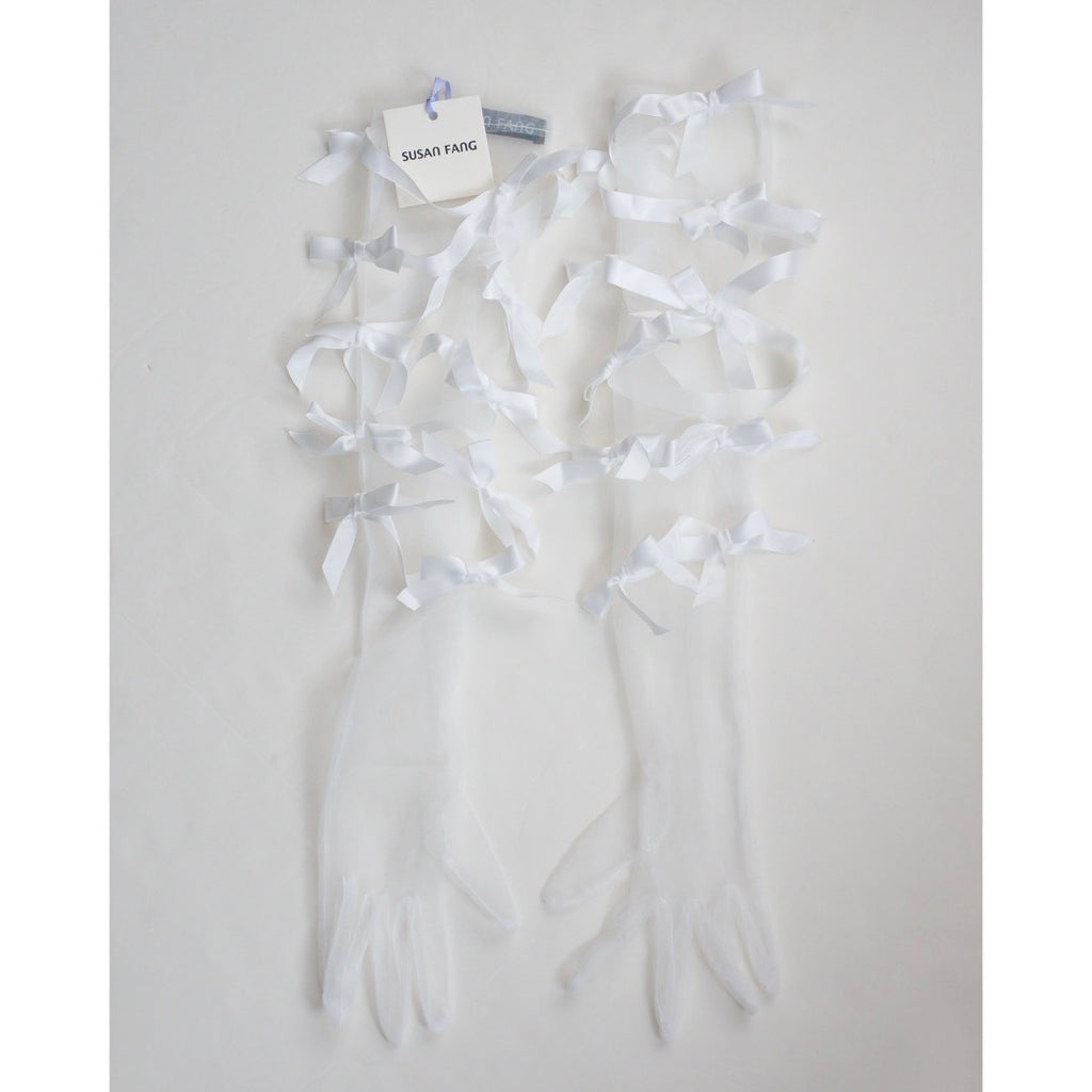 SUSAN FANG　RIBBON BOW GLOVES (WHITE)