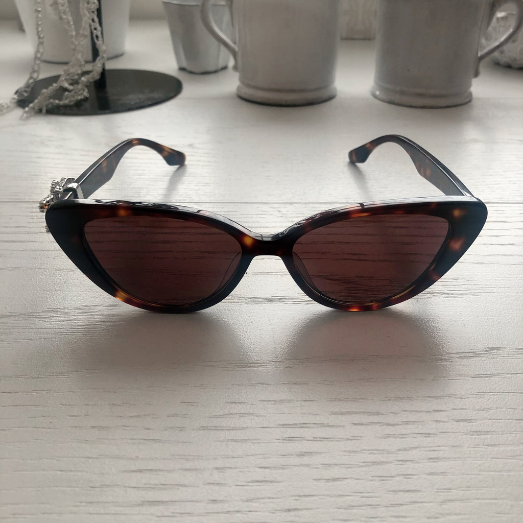 【サングラスレンズ交換済み】YVMIN×SHUSHU/TONG Gemstone Bowknot Glasses Side Bow / Brown