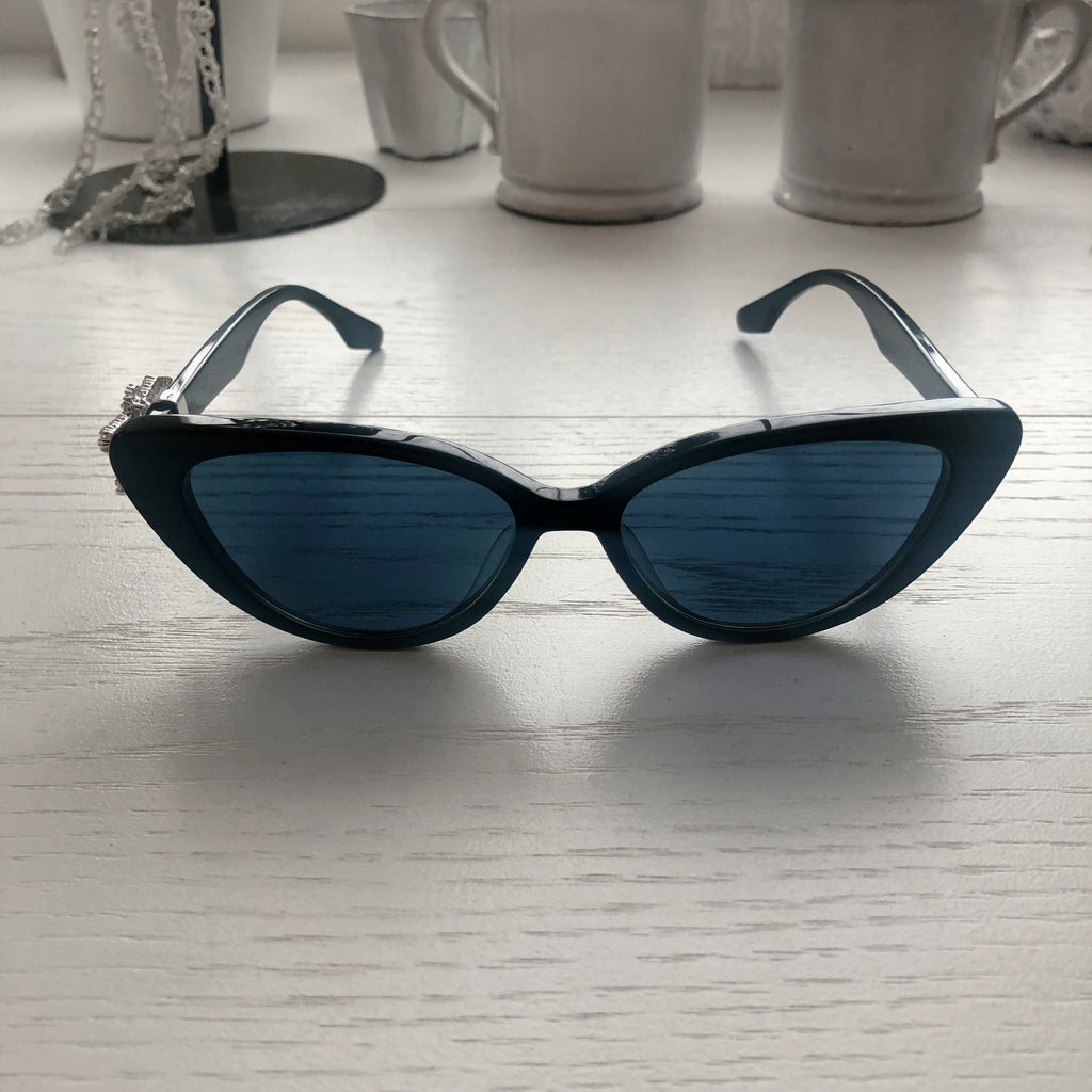 【サングラスレンズ交換済み】YVMIN×SHUSHU/TONG Gemstone Bowknot Glasses Side Bow / Black
