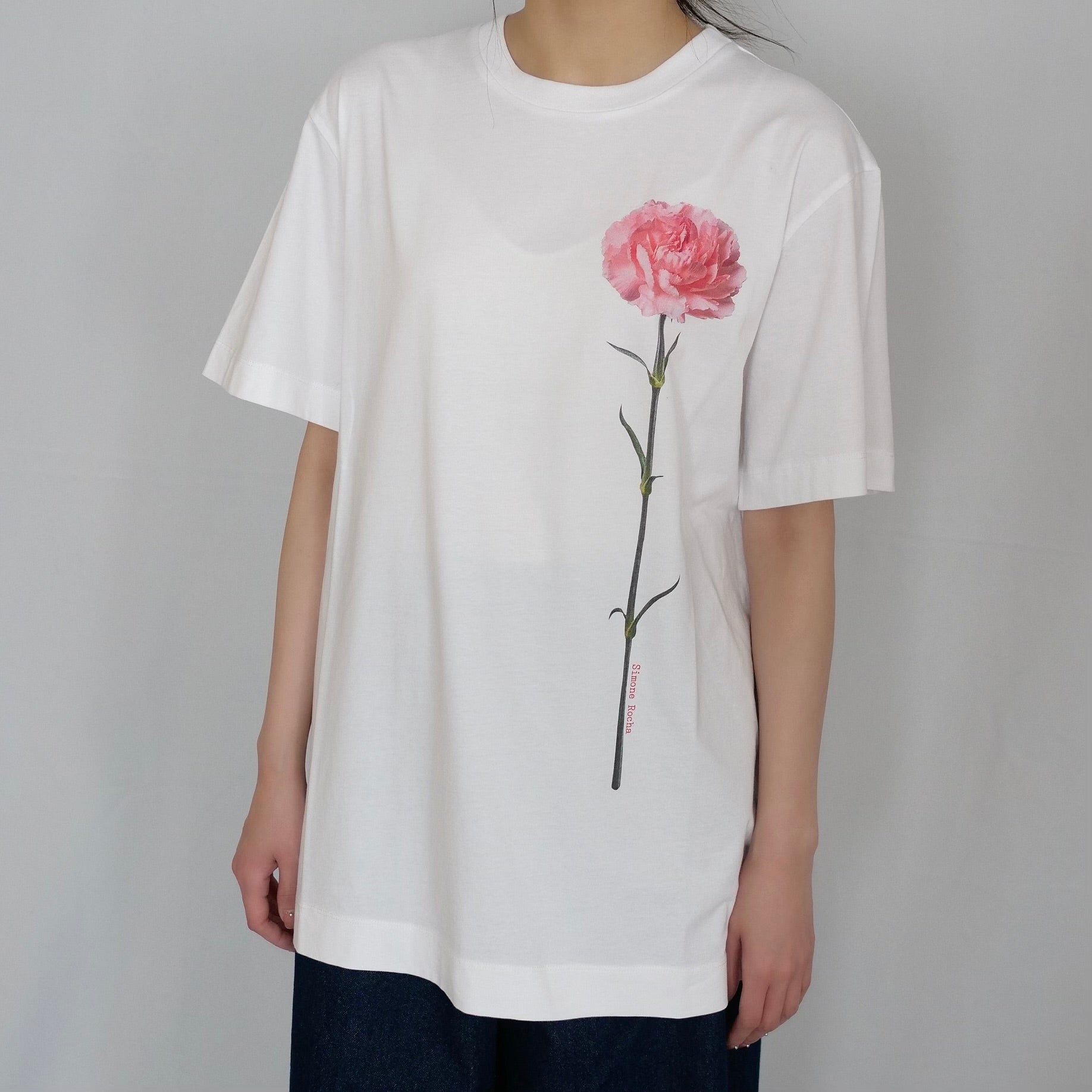 SIMONE ROCHA　 カーネーションプリントT-SHIRT / WHITE