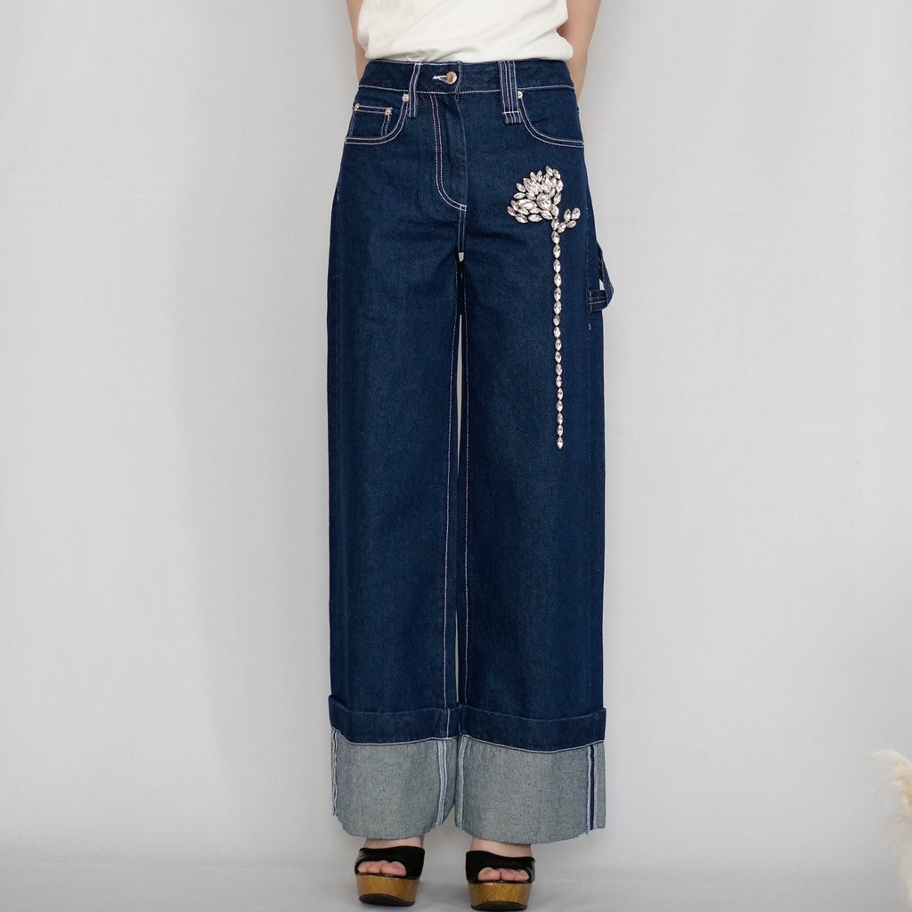 SIMONE ROCHA　フロントビジューペインターワイドデニム