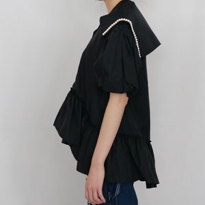 SIMONE ROCHA　 セーラーブラウス BLACK/PEARL