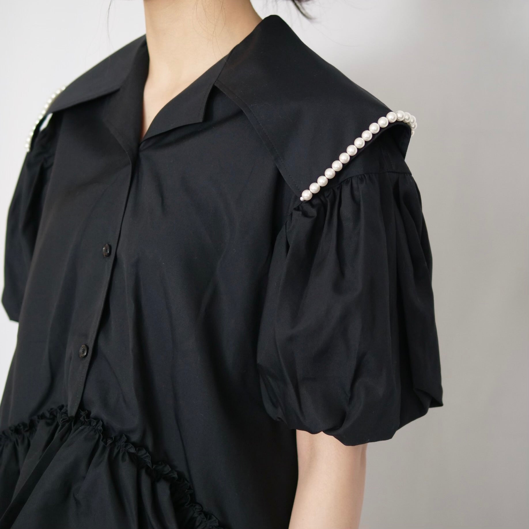 SIMONE ROCHA　 セーラーブラウス BLACK/PEARL