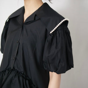 SIMONE ROCHA　 セーラーブラウス BLACK/PEARL