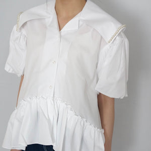 SIMONE ROCHA　 セーラーブラウス WHITE/PEARL