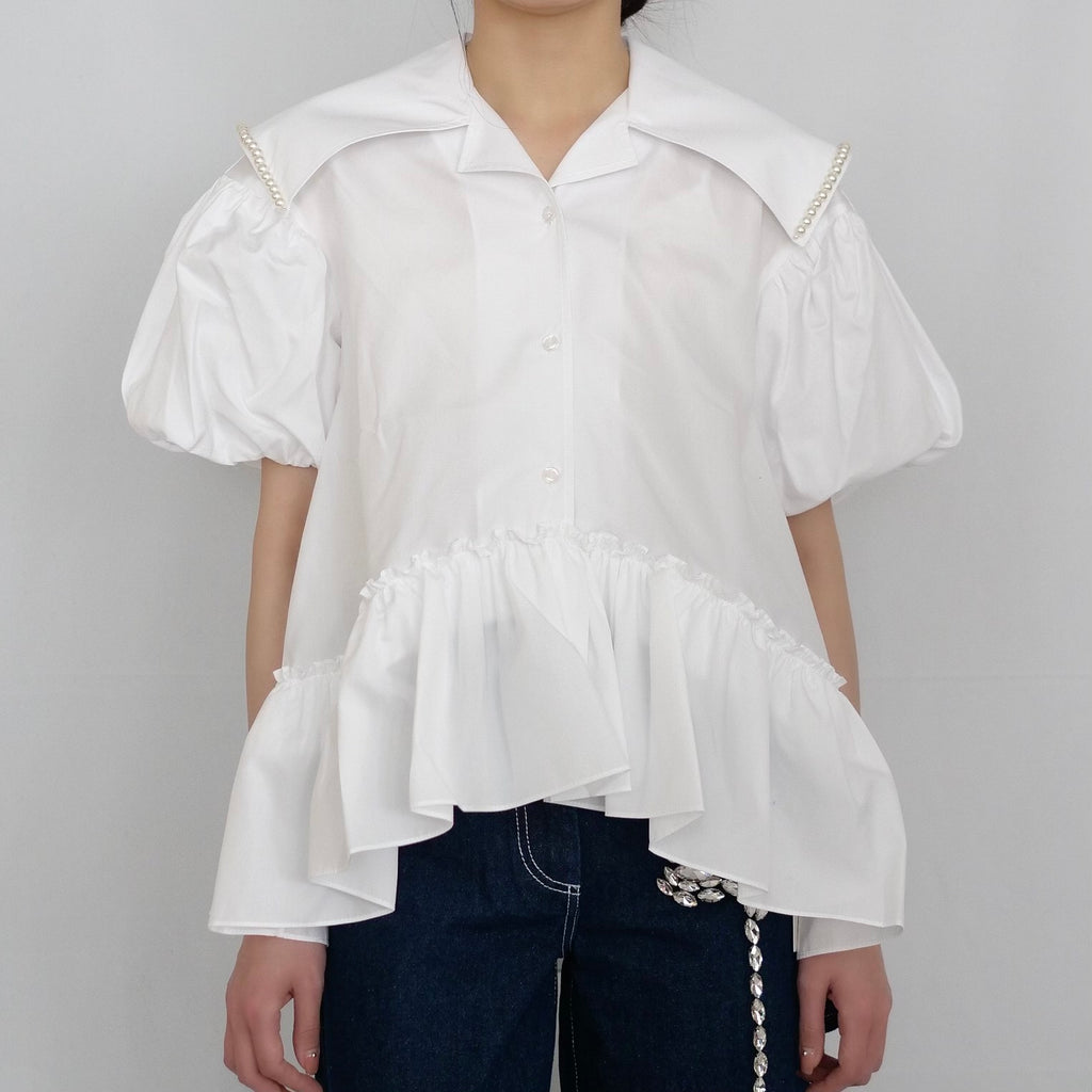 SIMONE ROCHA　 セーラーブラウス WHITE/PEARL