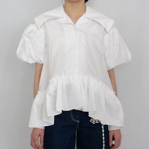 SIMONE ROCHA　 セーラーブラウス WHITE/PEARL