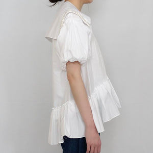 SIMONE ROCHA　 セーラーブラウス WHITE/PEARL