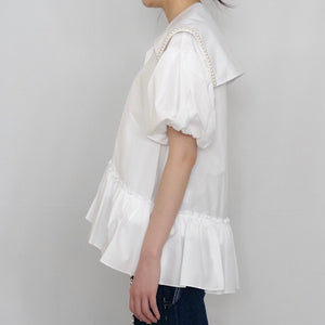 SIMONE ROCHA　 セーラーブラウス WHITE/PEARL