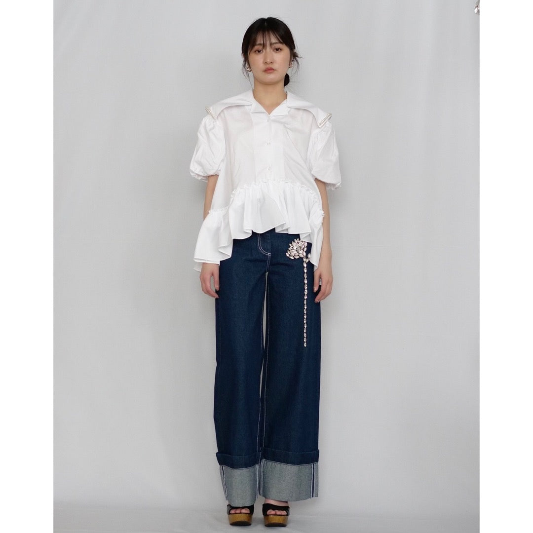 SIMONE ROCHA　 セーラーブラウス WHITE/PEARL