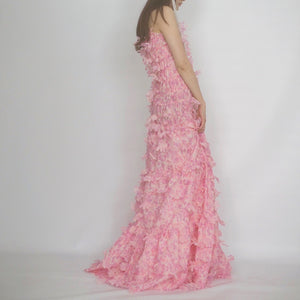 SUSAN FANG　FLOWER-LASER CUT MAXI DRESS / PINK