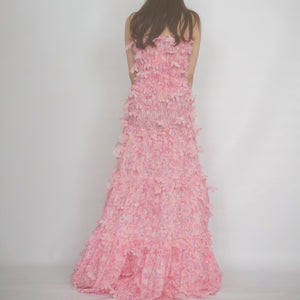 SUSAN FANG　FLOWER-LASER CUT MAXI DRESS / PINK