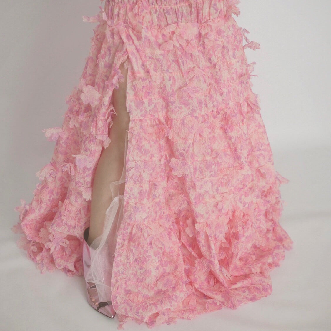 SUSAN FANG　FLOWER-LASER CUT MAXI DRESS / PINK