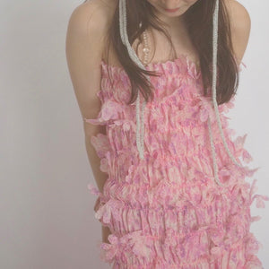 SUSAN FANG　FLOWER-LASER CUT MAXI DRESS / PINK
