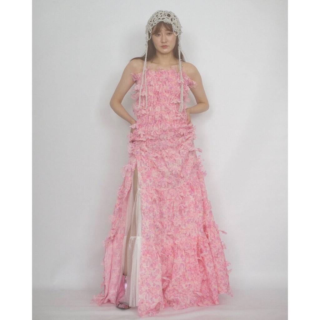 SUSAN FANG　FLOWER-LASER CUT MAXI DRESS / PINK