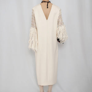 【SALE】[MAME KUROGOUCHI] WOOLLY CUT JACQUARD DRESS – WHITE