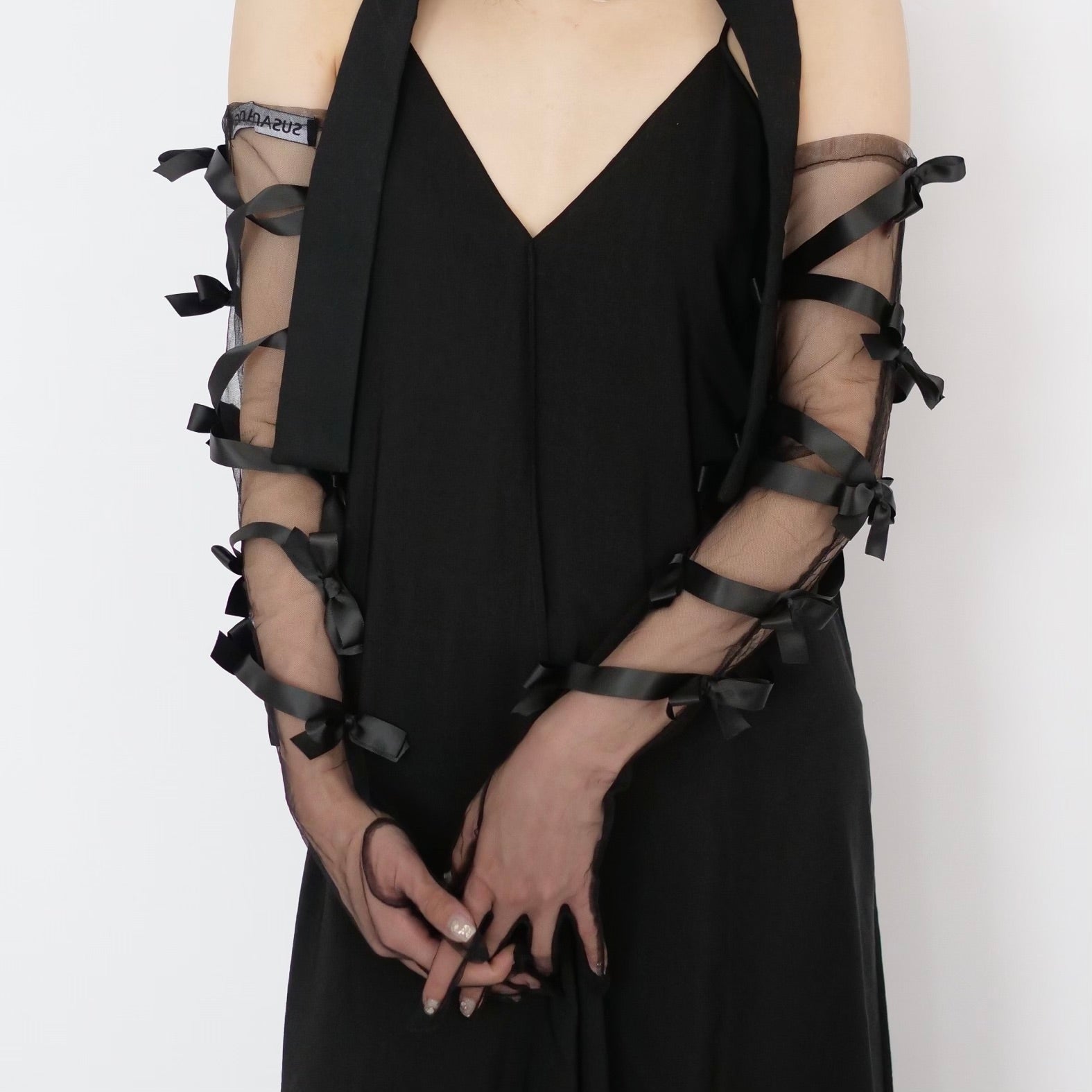 SUSAN FANG　RIBBON BOW GLOVES (BLACK)