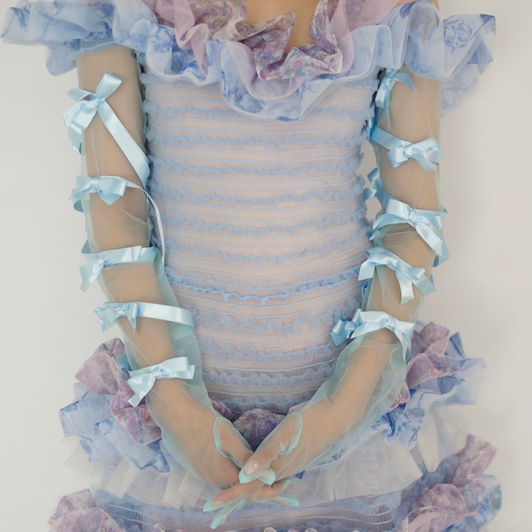 SUSAN FANG　RIBBON BOW GLOVES (BLUE)