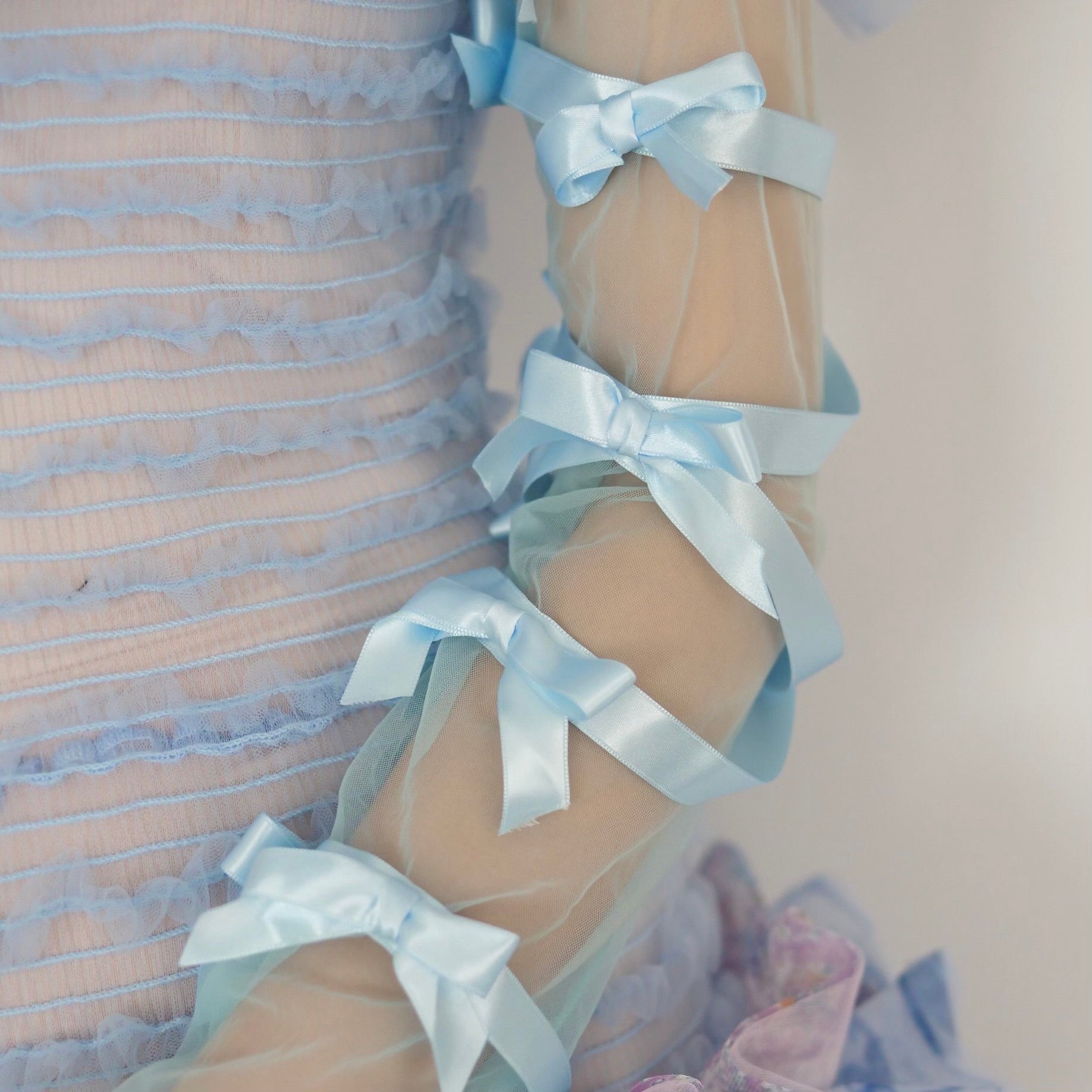 SUSAN FANG　RIBBON BOW GLOVES (BLUE)