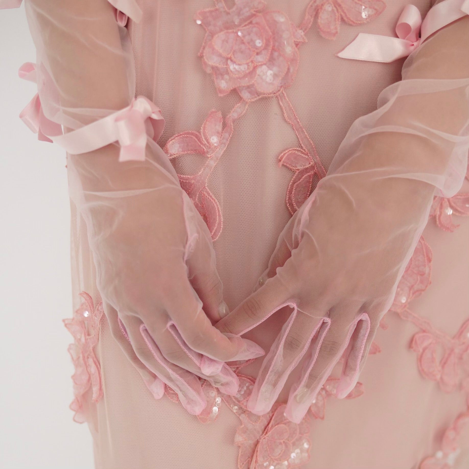 SUSAN FANG　RIBBON BOW GLOVES (PINK)