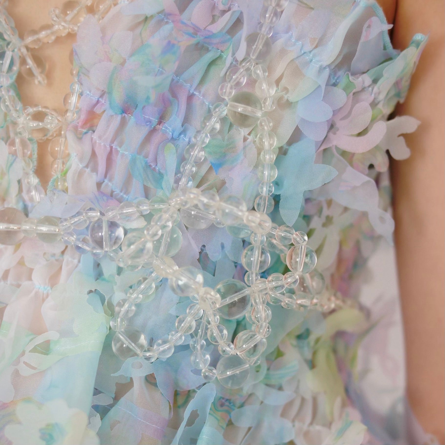 SUSAN FANG　GLASS BEAD-EMBELLISHED CROCHET BRA (CLEAR)