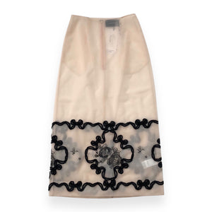 SIMONE ROCHA　SHEER PENCIL SKIRT W/ TRIM / NUDE