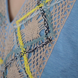 [OLD&VINTAGE] Mame Kurogouchi  Linen Torchon Lace Draped Dress