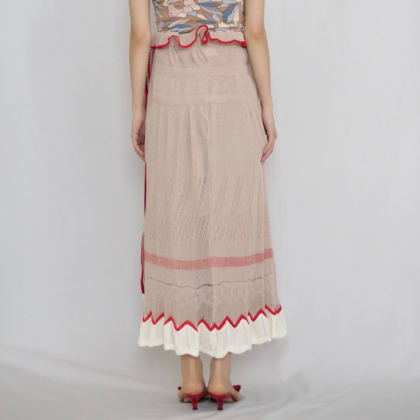 [OLD&VINTAGE] Mame Kurogouchi  CANDY PLEATS KNIT SKIRT(BEIGE)