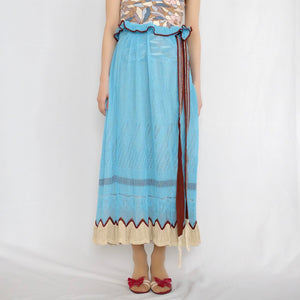 [OLD&VINTAGE] Mame Kurogouchi  CANDY PLEATS KNIT SKIRT(SAX BLUE)