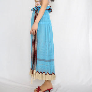 [OLD&VINTAGE] Mame Kurogouchi  CANDY PLEATS KNIT SKIRT(SAX BLUE)