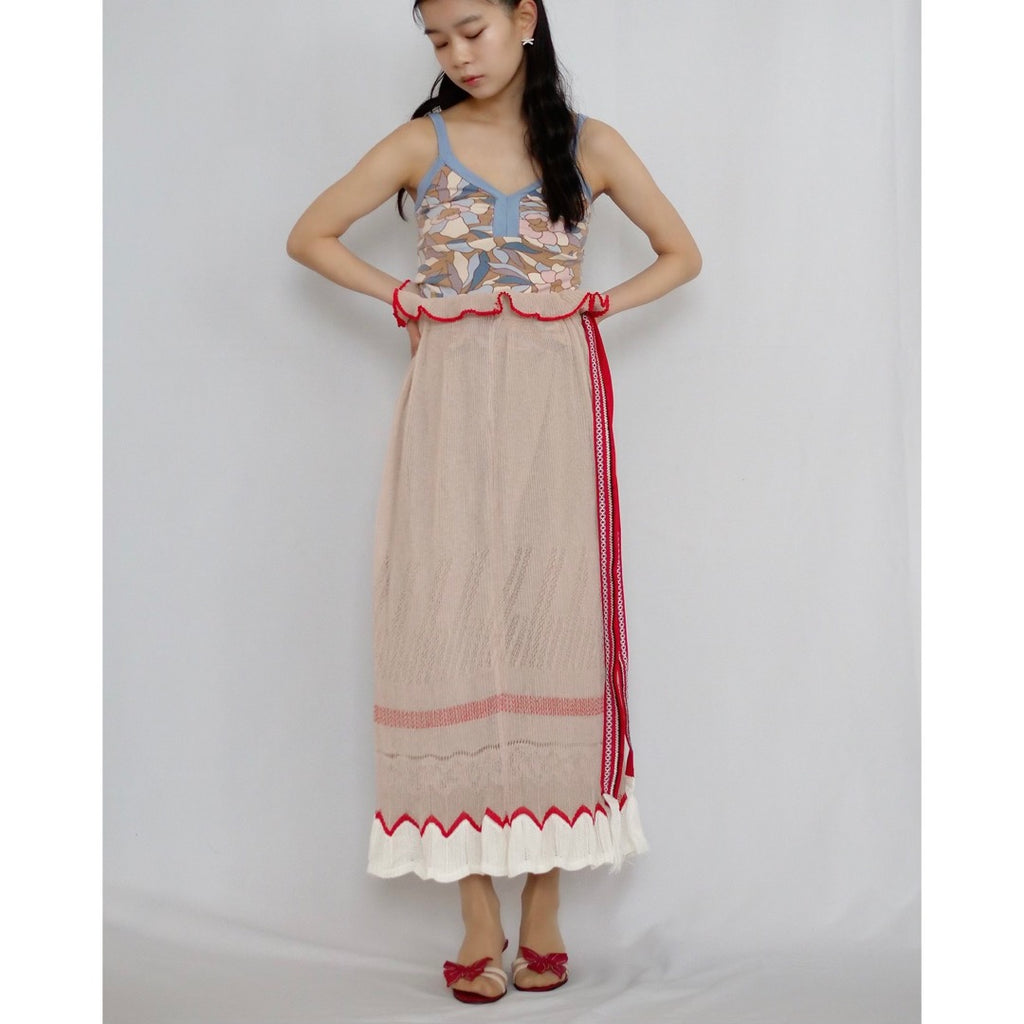 [OLD&VINTAGE] Mame Kurogouchi  CANDY PLEATS KNIT SKIRT(BEIGE)