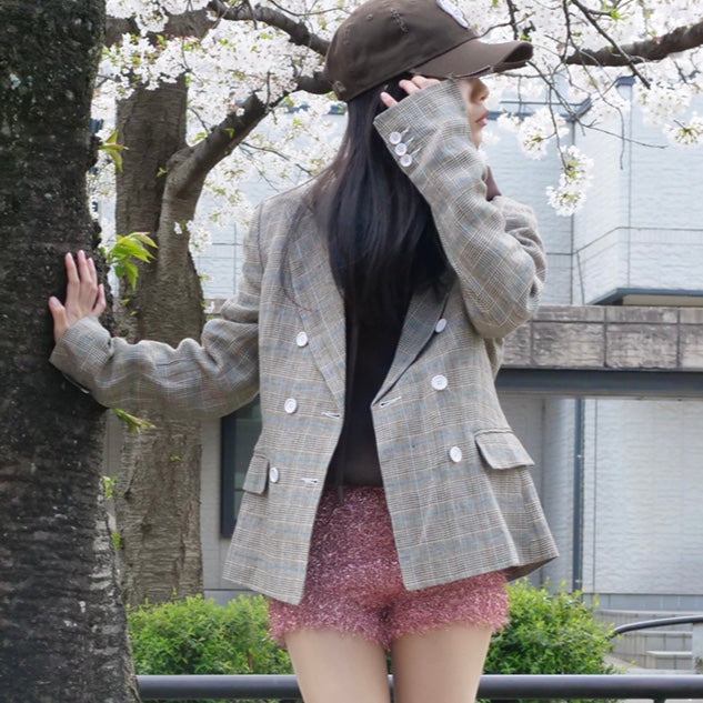 [OLD&VINTAGE] HACHE チェック柄リネンジャケット