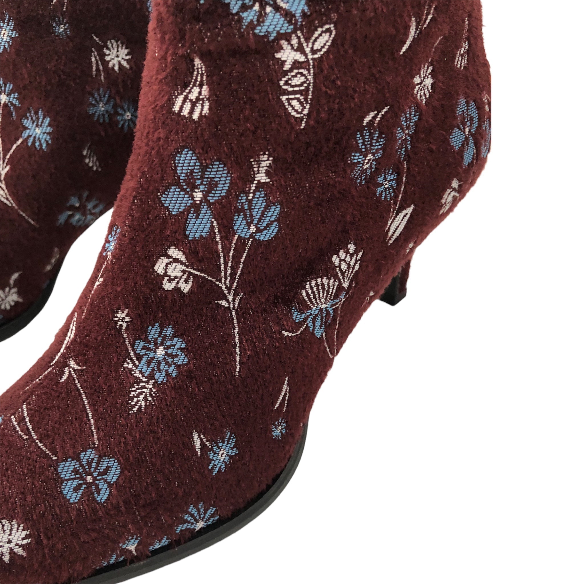Mame Kurogouchi Floral Jacquard Boots / BORDEAUX