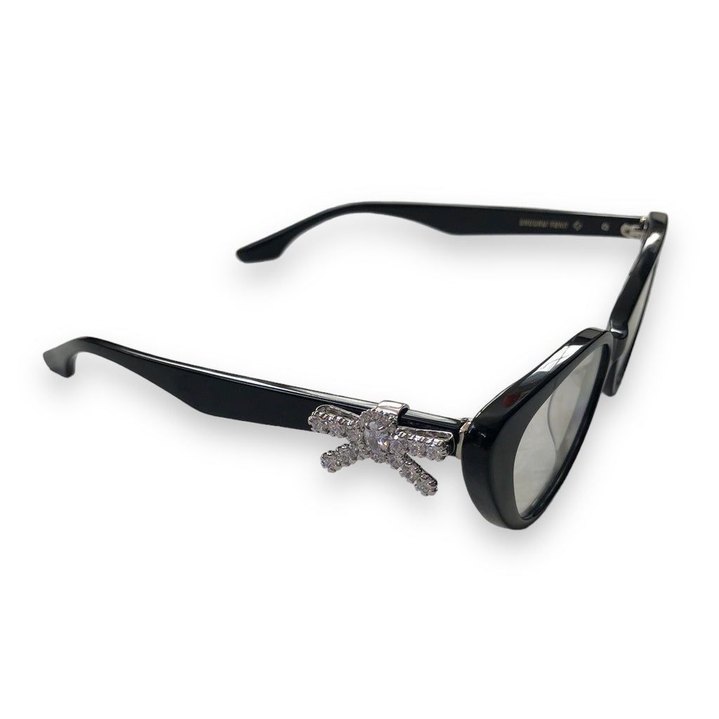 YVMIN×SHUSHU/TONG Gemstone Bowknot Glasses Side Bow / Black