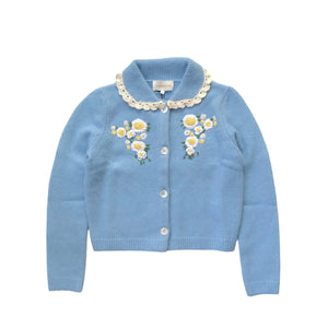 SHUSHU/TONG   IRREGULAR EMBROIDERED FLORAL CARDIGAN