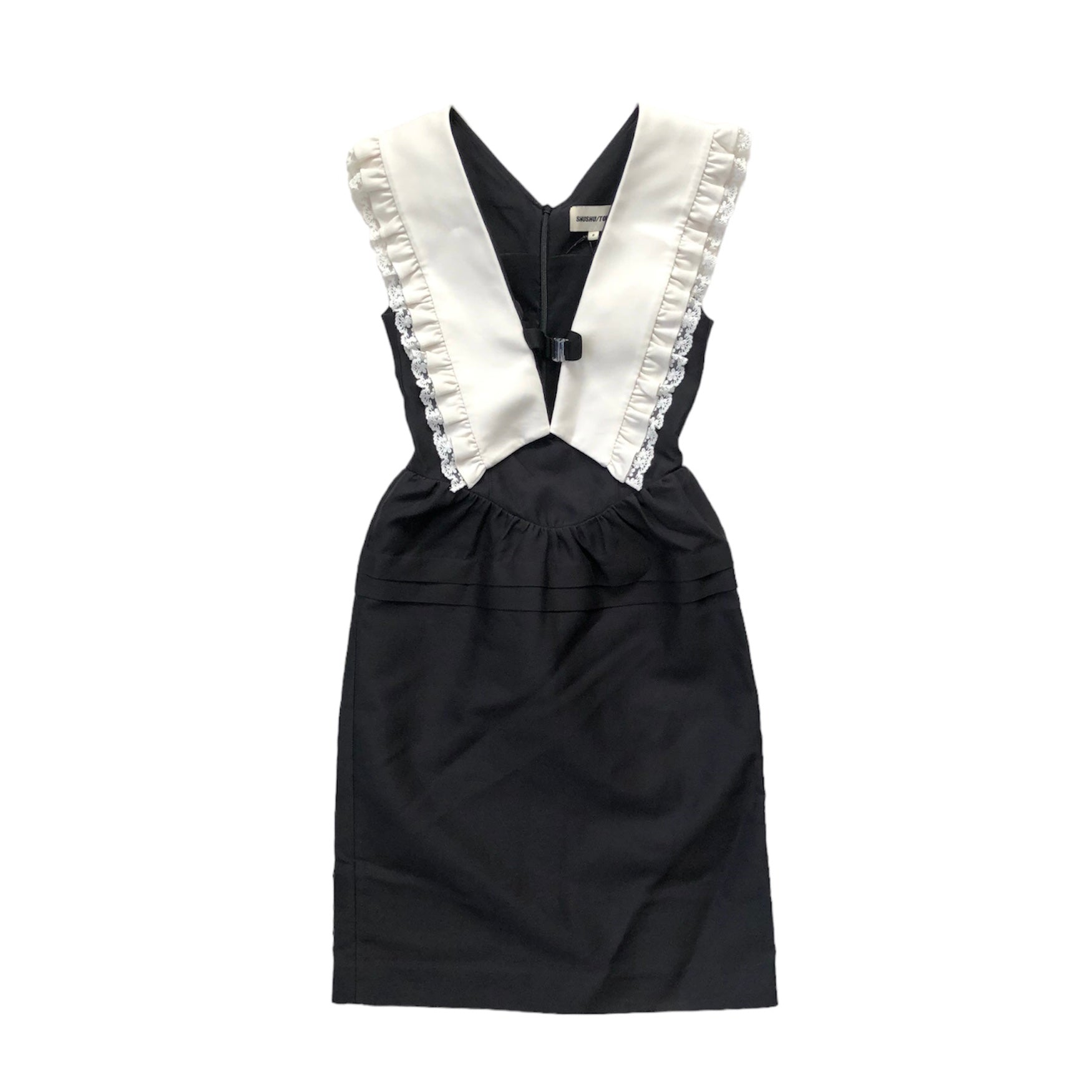 [SALE]SHUSHU/TONG  LACE TRIMMED COLLOR SLEEVELESS DRESS