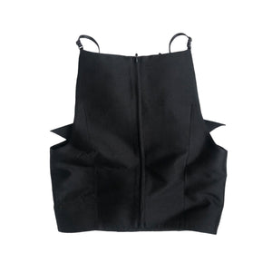 SHUSHU/TONG  3D bow neckline short top(BLACK)